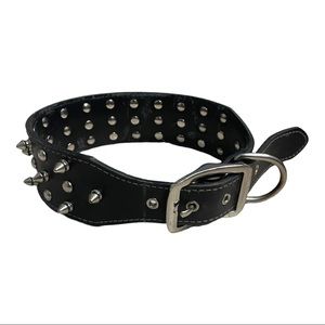 Black Leather Spiked 2” XL Dog Collar LIKE NEW